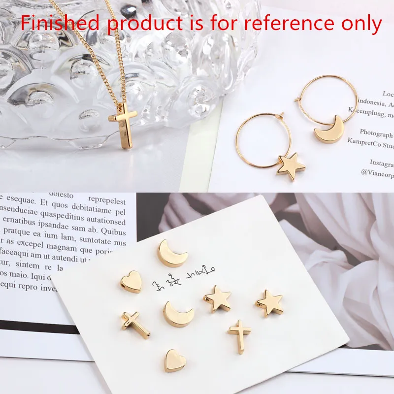 

New Trendy 50pcs/lot copper alloy moon/star/love/cross shape diy jewelry earrings/necklace/bracelets pendants accessory