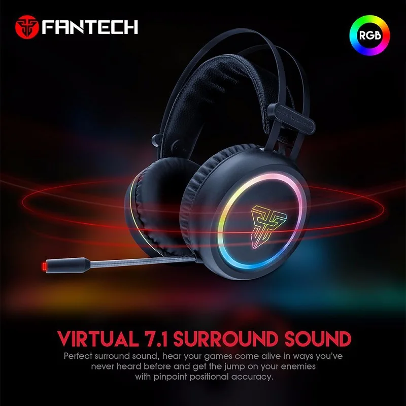 

Headsets Gaming Headphones Virtual 7.1 Surround Effect Earphone Stereo RGB LED Game Headphone USB With Mic PC Computer FANTECH