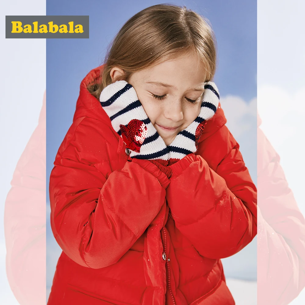 Balabala/детская одежда; пуховик с капюшоном; плотные зимние куртки для девочек; детский зимний комбинезон; зимнее пальто для девочек; От 6 до 11 лет