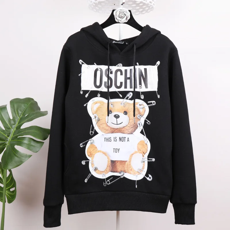 

Winter women's hoodies with velvet bears and ponies pattern hoodies