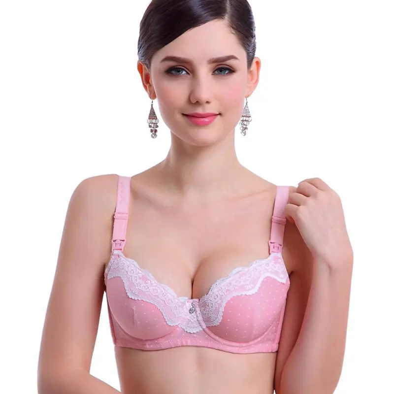 

Nursing Maternity Breastfeeding Pregnant Bra Polka Dots Lace Push Up Underwear Size Cup B C