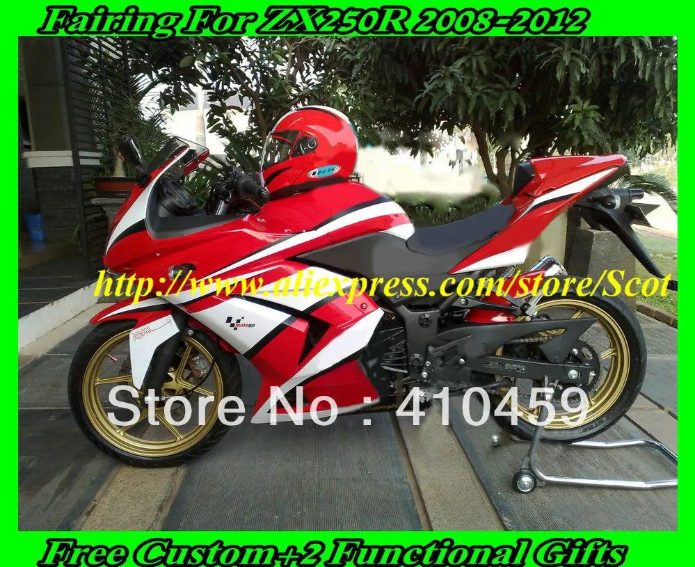 2013 HOT red white full set Fairing kit for KAWASAKI Ninja ZX250R 08 09 10 11 12 ZX 250R 2008 2012 EX250 08-12 2008-2012 | Автомобили и