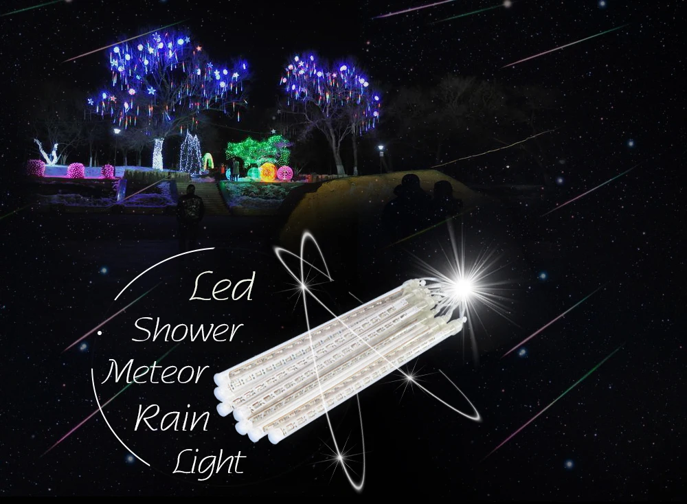 Светодиодный свет Метеор 30 см 50 см 8 Трубы метеоритный дождь свет Открытый сад Главная Праздничное освещение Xmas Строка свет EU/US plug