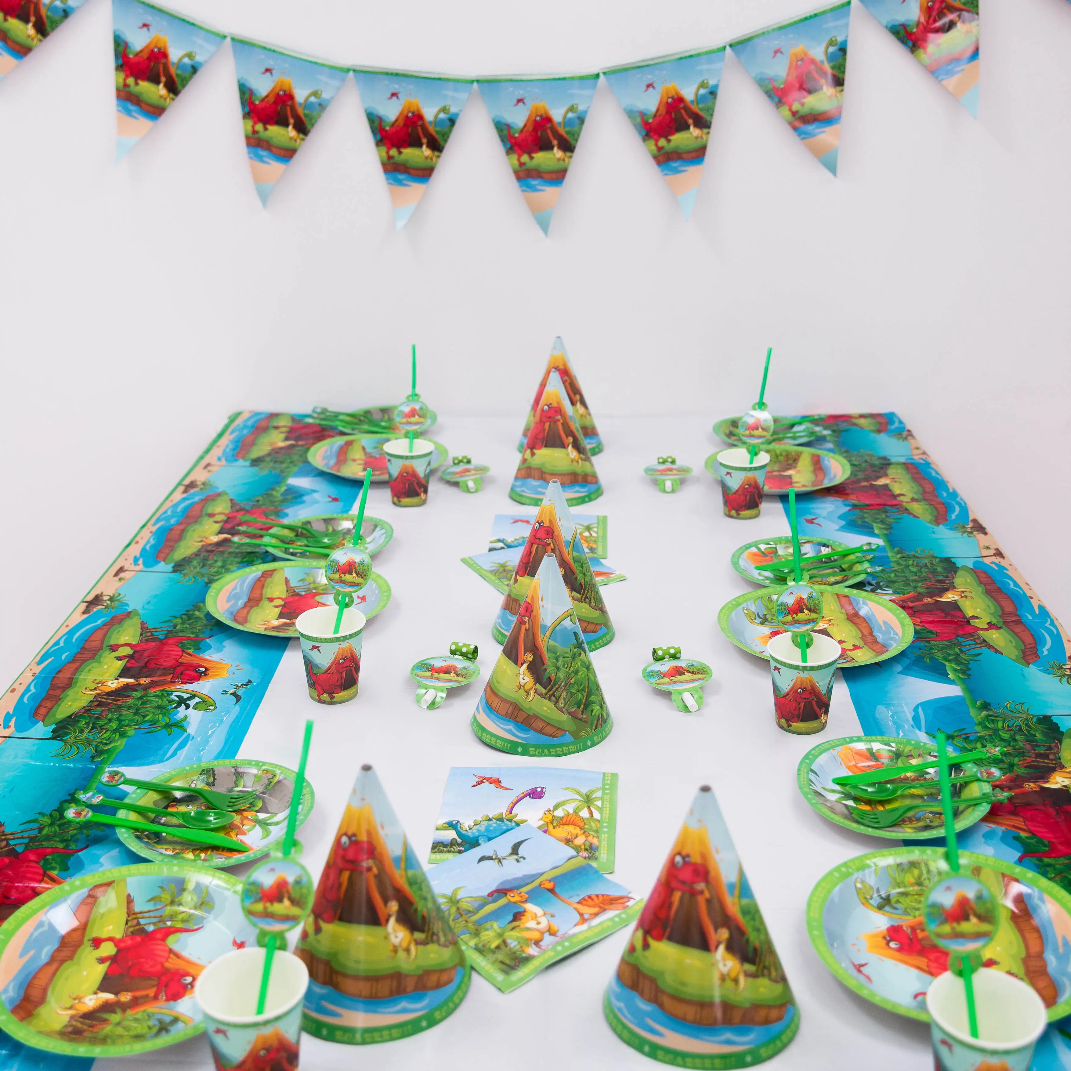 

Dinosaur theme party dress up decoration toy paper cup disposable tableware birthday party green noise manufacturing