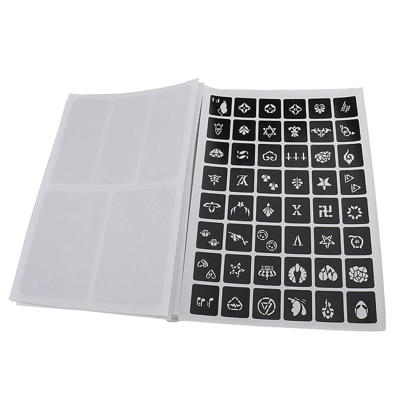 

12 Sheet Body Art Hollow Reusable Sticker Stencils for Tattoo Painting Template Airbrush Glitter Tattoo Stencil 300 pcs/Lot