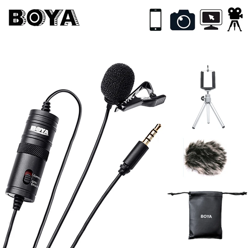 BOYA-BY-M1-Label-Lavalier-Microphone-6M-Boya-3-5mm-Condenser-Mic-for-Smartphones-Dslr-Recorder_