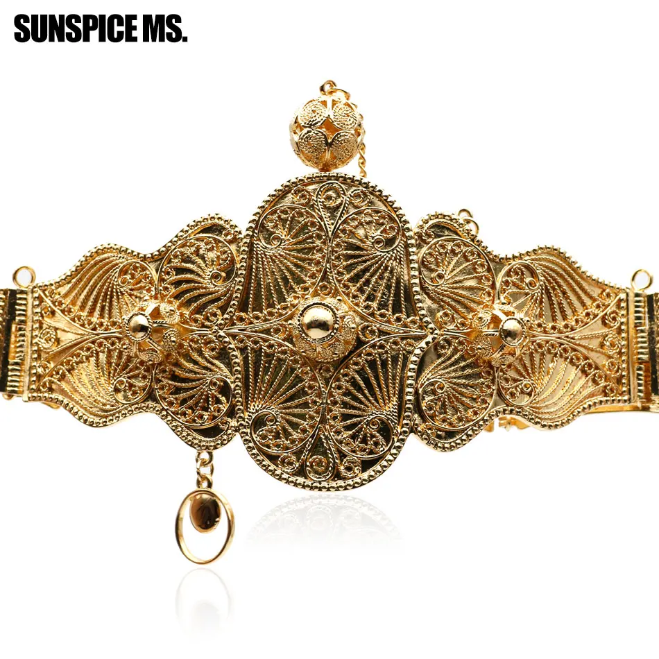 

Wholesale New Ethnic Carving Metal Ball Waist Chain Belt Gold-Color Adjust Length Royal Belly Chain Turkish Russian Body Jewelry