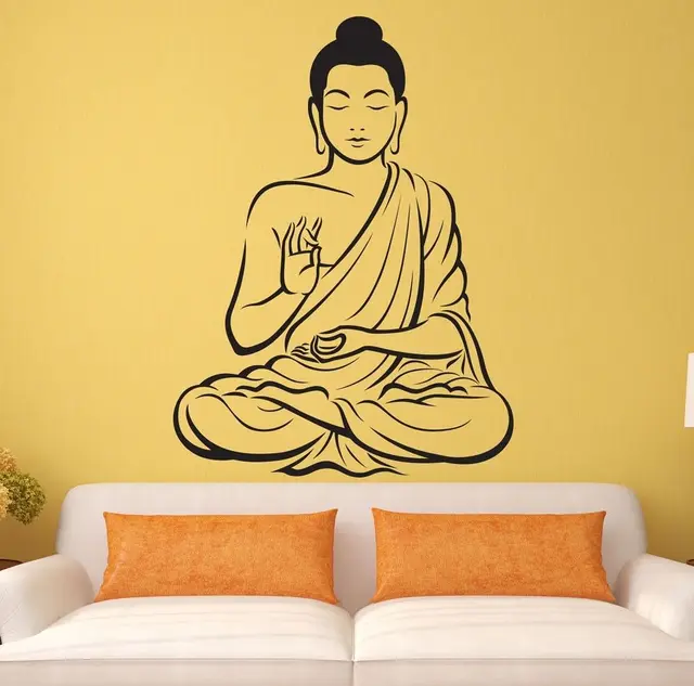 indian meditating buddha statue yoga god om wall decal art decor