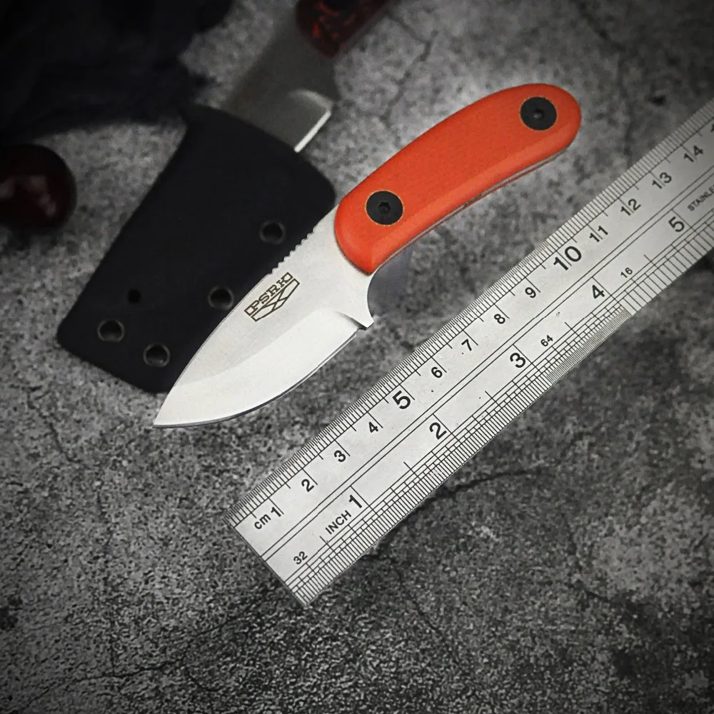 PSRK 59HRC Engraved Fixed Knife 440C Steel G10 Handle Outdoor Camping