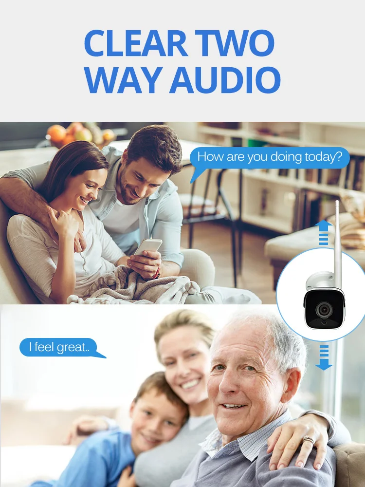Wetrans Беспроводная система безопасности 1080 P ip-камера Wifi SD карта Открытый 4CH аудио система видеонаблюдения комплект Камара