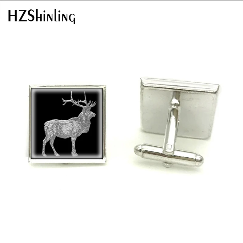 

2018 New Elk Silver Glass Look Your Background Cuff Link Silver Square Cufflink High Quality Glass Jewelry Clothing Accessory