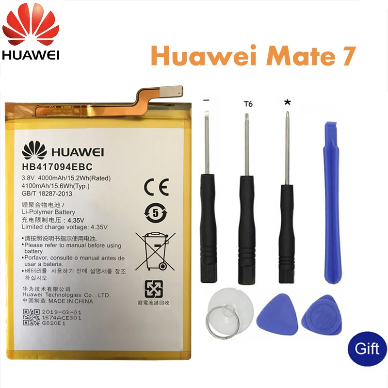 

Huawei Original Phone Battery HB417094EBC For Huawei Ascend Mate 7 MT7 TL00 TL10 UL00 CL00 Li-ion Replacement Battery 4000mAh