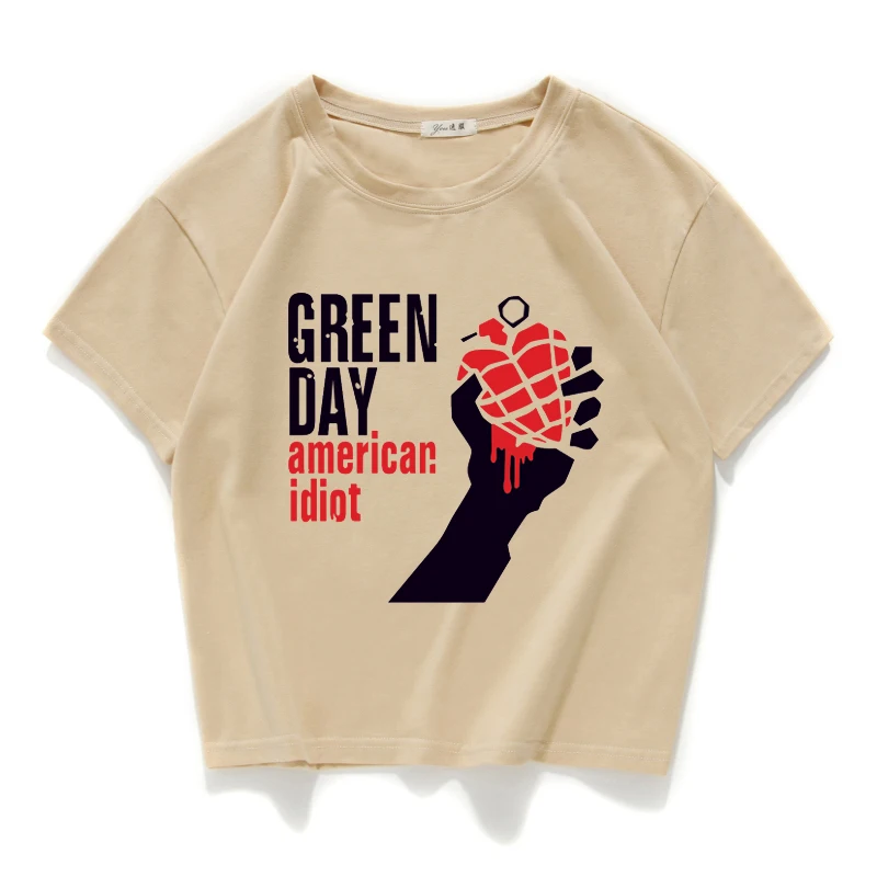 Известный бренд Green Day, женские топы, хлопок, футболка на каждый день, женская футболка с круглым вырезом, универсальный топ, летний Свободный Топ для женщин