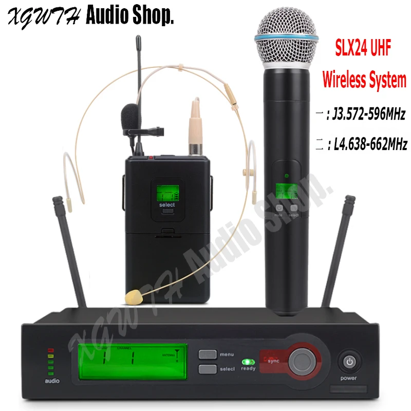 

SLX24 SLX14 BETA58A DJ UHF Wireless Microphone System with Super Cardioid Handheld Bodypack Lapel Lavalier Headset Karaoke Mic