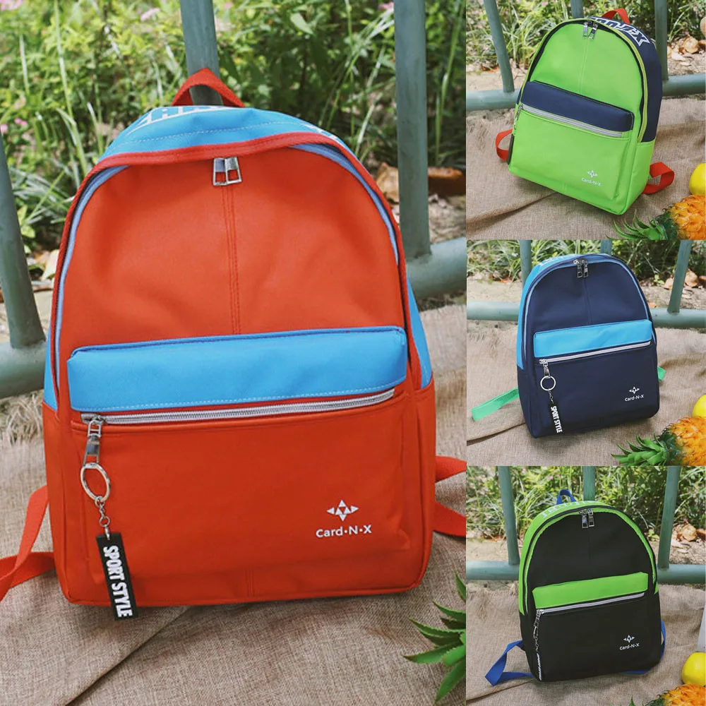 Leisure Travel Nylon Color Patchwork Shoulder Bag Student Backpack