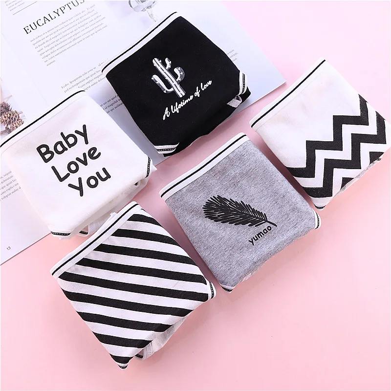 

4Pcs/Lot Women panties cotton underwear cactus letters print gril briefs senxy lingerie female casual underpants ladies intimate