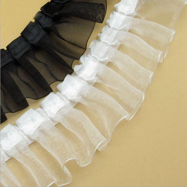 50CM White Chiffon Ruffle Lace Trim 3 Layer Pleated Ribbon Sewing DIY Craft
