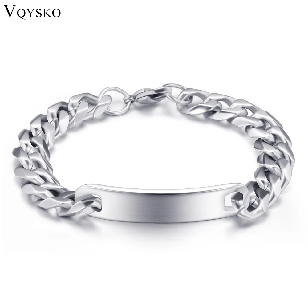 

Free Engrave Stainless Steel Bracelet Men Chain & Link Bracelets fashion Stainless Steel jewelry ID Bracelets & Bangles