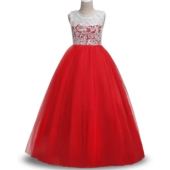 

2018 High quality Weddings Lace Tulle Girl Dress For 4-15 yrs Kids Pageant Party Wedding Bridesmaid Ball Gown Prom dress