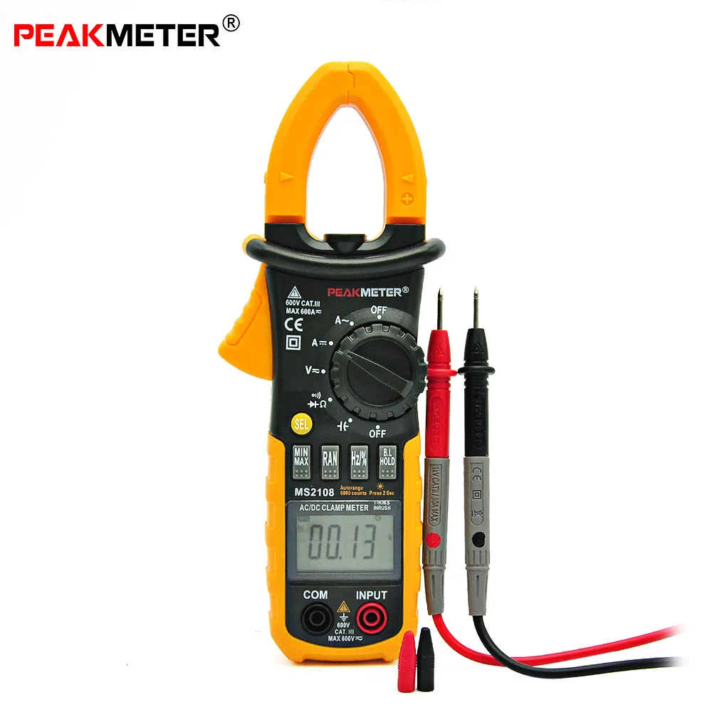 

MS2108 Digital Clamp Multimeter Inrush Current / Resistance / Capacity / Frequency / Duty Cycle / DC AC Voltage / Current Meter