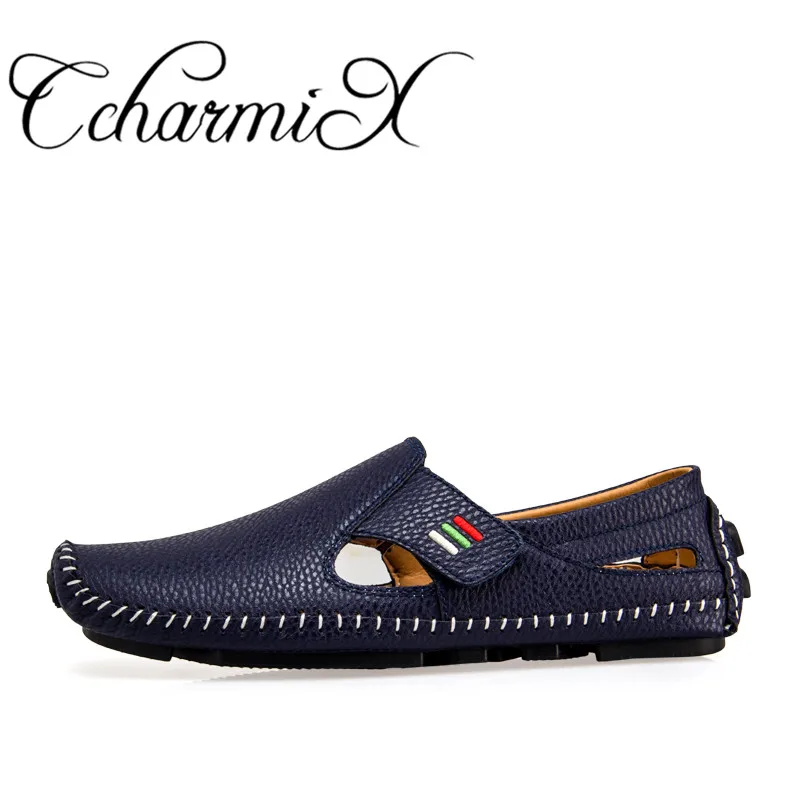 CcharmiX/кожаная мужская обувь размера плюс 38-47, мужские весенние лоферы, Мужская Роскошная обувь для вождения, слипоны, повседневные мужские лоферы, мокасины - Цвет: blue 2
