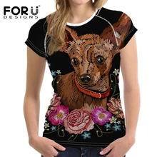 FORUDESIGNS/женская футболка для бега Милая чихуахуа с принтом животных Рашгард Спортивная одежда для йоги Женская Спортивная кофта быстросохнущая фитнес