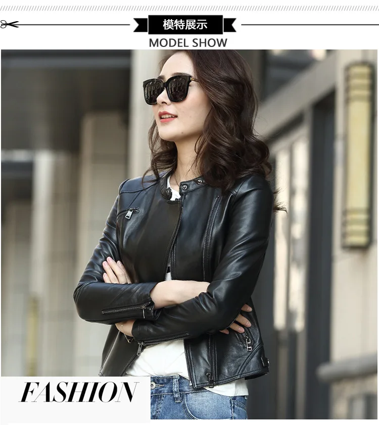 AYUNSUE Genuine Leather Jacket Women Motorcyle Natural Sheepskin Coat Female Short Autumn Real Leather Women's Jackets XFH17D02