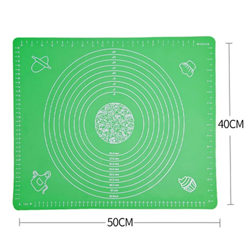 Силиконовый коврик для теста, антипригарный коврик для выпечки со шкалой, раскатка теста, коврик для теста, кондитерский лист, духовка, пищевой вкладыш, инструмент для выпечки - Цвет: 4050 Green