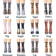 10 забавных носков с 3D рисунком животных из мультфильма «лапа» с сублимированным принтом, новинка года, Теплые повседневные носки для мужчин и женщин