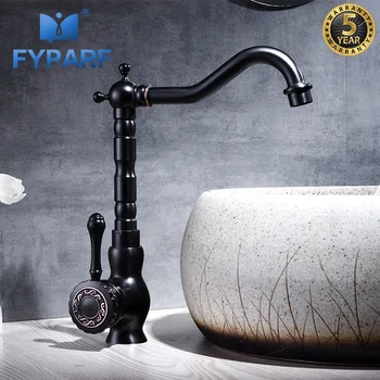 

FYPARF Basin Faucet for Bathroom Cold Hot Water Mixer Bath Faucet Brass Gold 360 Swivel Mixer Single Handle Bathroom Vessel Taps