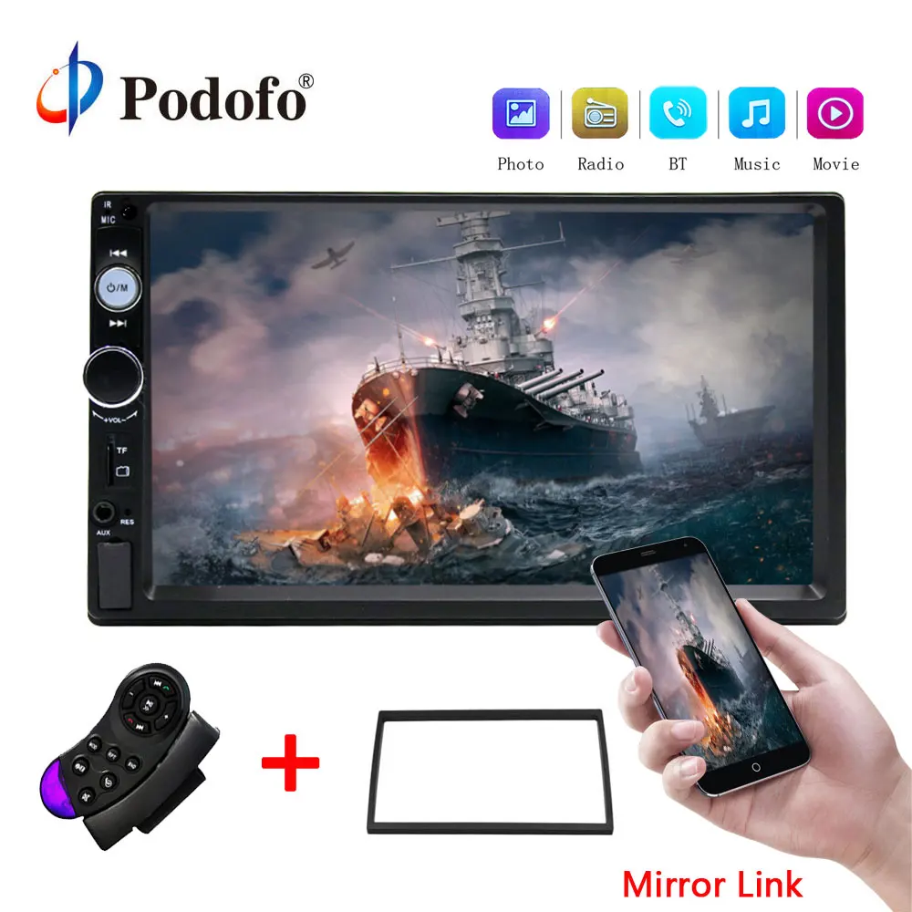 Podofo 2din car radio 7 MP5 Player Touch Screen Bluetooth FM Car Multimedia Player USB Mirror Link Autoradio Car Backup Monitor