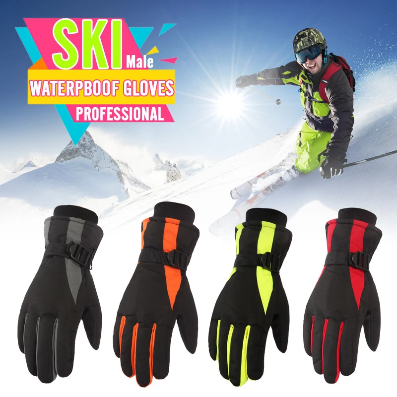 

2019 Men's Ski Gloves Fleece Snowboard Gloves Snowmobile Motorcycle Riding Winter Gloves Windproof Waterproof Warm Snow Gloves