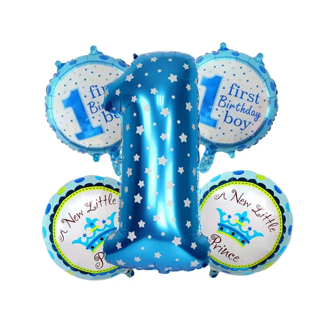Blue Pink Foil Balloons Balls 1st Birthday Balloon Boy Girl Colorful
