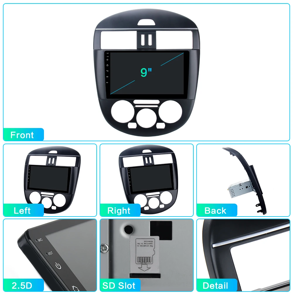 Top Dasaita 9" Car Multimedia Android 9.0 for Nissan Tiida Radio 2011 2012 2013 2014 Bluetooth Car Navi Radio 1024*600 MP3 Player 6