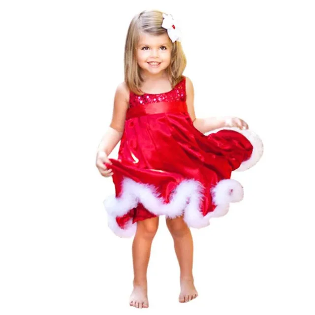 Рождественские костюмы осень новорожденных девочек одеваться детские дети хлопок сплошной красный блестка юбки платья Рождество детская одежда пром платья