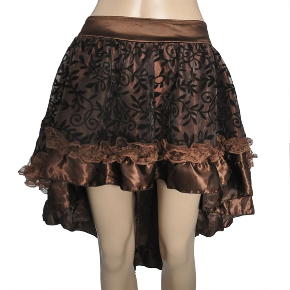 Women Gothic Steampunk Sexy Lace Fluffy Midi Trumpet Skirt Slim Long Mermaid Skirt Plus Size S-5XL-3