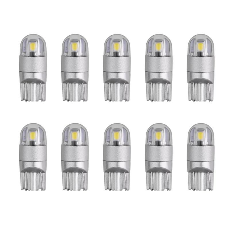 

10PCS T10 LED Car Bulb w5w LED Light 2SMD 3030 Marker Lamp Clearance Lights Reading Interior Lamp 12V 6000k White Car Styling