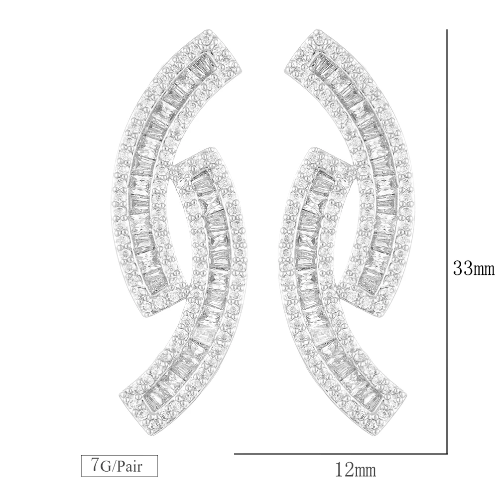 GODKI 33 мм уникальный геометрический дизайн полный Mirco проложили микрол циркония Naija свадебные серьги Модные ювелирные изделия