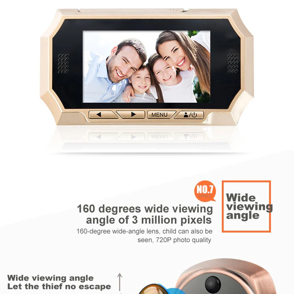 4.3 "глазок Дверные звонки 1.3mp HD ночь версии Камера дом посетителя ток-обратно домофон видео домофон широкоугольный просмотра