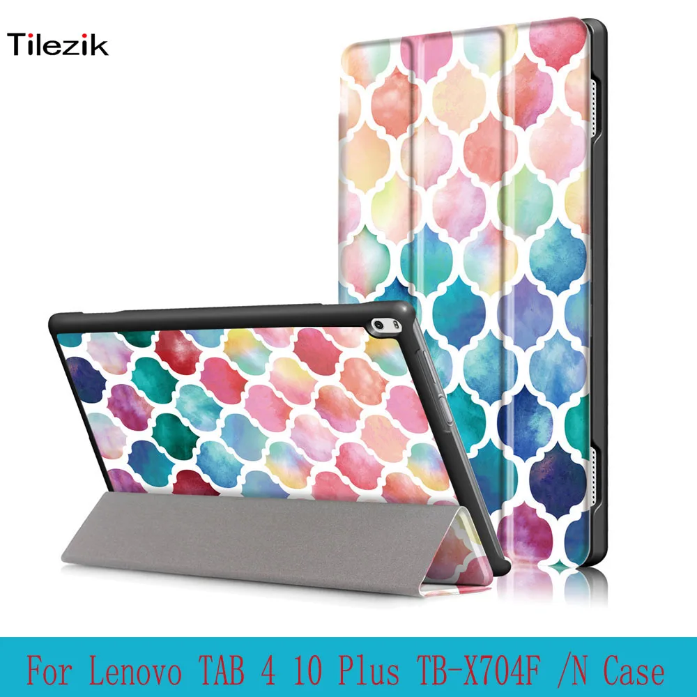 For Lenovo TAB4 Tab 4 10 Plus TB X704F /N 10.1 inch Tablet Cover Sleep Wake PU Folding Slim