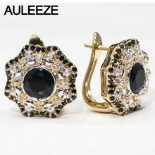 Хэллоуин цветок твердые 10 K из золота двух цветов обручальные серьги уникальный череп натуральный драгоценный камень клип серьги Имитация Алмазный вечерние