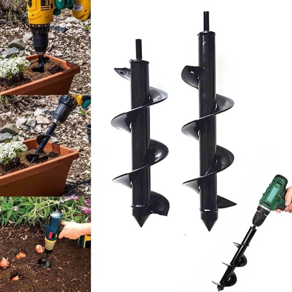 Garden Auger Spiral Drill Bit Flower Planter Bulb Shaft Drill Auger Yard Gardening Bedding Planting Hole Digger Tool Garden Auger Spiral Drill Bit Flower Planter Bulb Shaft Drill Auger Yard Gardening Bedding Planting Hole Digger Tool