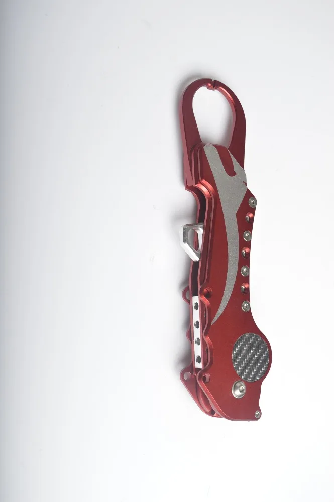 Складной Высший сорт авиационный алюминиевый зажимное устройство для рыбы рыболовный грейфер рыболовный инструмент красного цвета