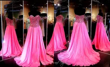 Robe De Soiree Schatz Chiffon-Lange Perlen Abendkleider Für Prom Elegante Maß Vestidos De Festa Partei-kleid 2015