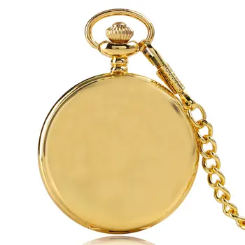 

2017 Golden Smooth Simple Casual Quartz Pocket Watch Unisex Luxury Fob Pendant Steampunk Clock Gift With Necklace Chain