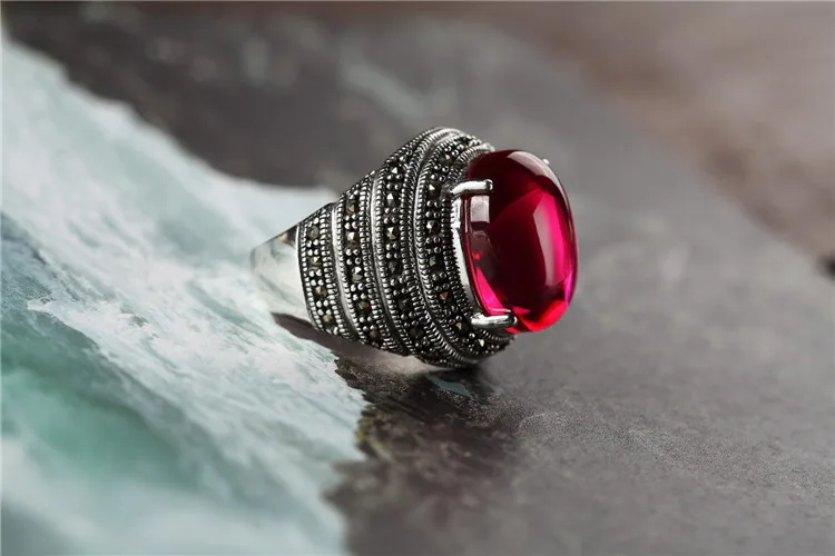 S925 стерлингового серебра Ретро тайский серебряный модное серебряное кольцо на указательном пальце Винтаж Стиль новые женские специального