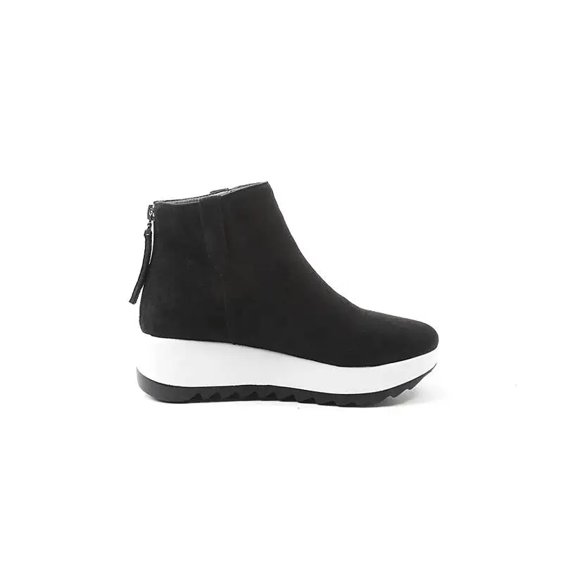 2018 Casual Cheville forme Hiver Femmes apricot Pour Mode Morazora Rond Troupeau Chaude Bout Zipper Vente Chaussures Noir Bottes Plate gris Automne SwZqxAda