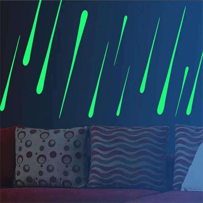 12PCS Wall Stickers Creative Glow in Dark Luminous Meteor Strip