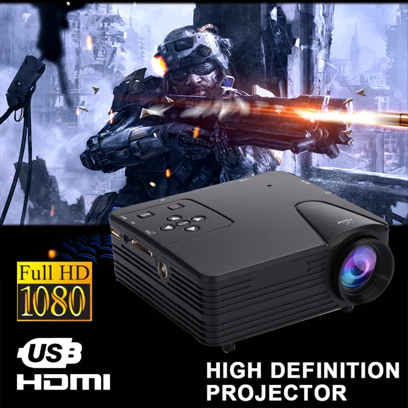 

HD Projector Video Projector Multimedia System Portable Durable HDMI/USB/AV/VGA/SD/TV 1080P HD Home Theater School