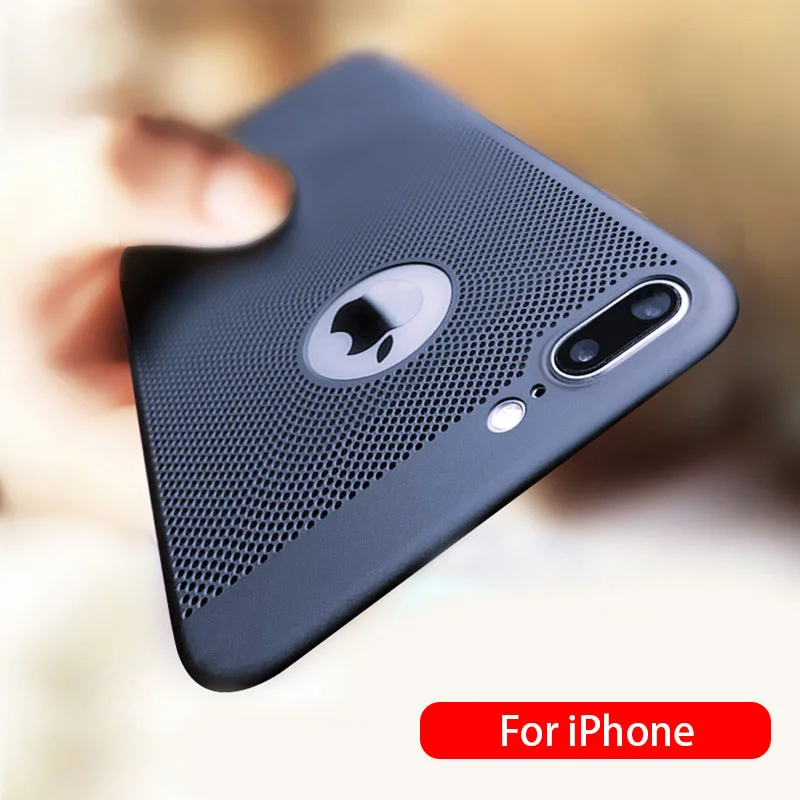 

Summer Cooling Hollow Heat Dissipation Moblie Phone Case Back Cover Hard Plastic Shell For iPhone 6 6s 7 8 Plus X XS MAX XR